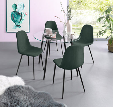 Set 2 scaune Miller din velur verde inchis cu picioare metalice - LunaHome.ro