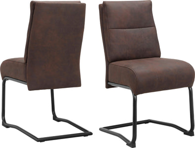 Set 2 scaune Milzano din microfibra maro cu cadru din metal - LunaHome.ro