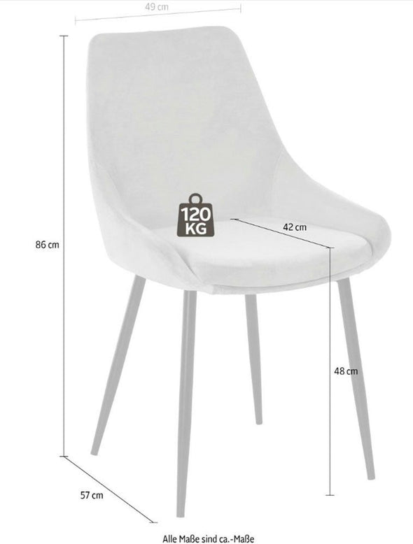 Set 2 scaune Niam-Eszt din catifea gri cu picioare metalice - LunaHome.ro