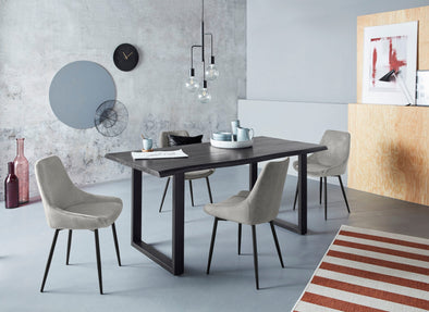 Set 2 scaune Niam-Eszt din catifea gri cu picioare metalice - LunaHome.ro