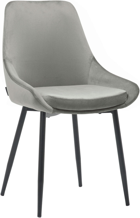 Set 2 scaune Niam-Eszt din catifea gri cu picioare metalice - LunaHome.ro