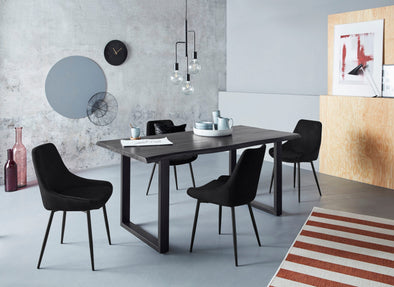Set 2 scaune Niam din catifea neagra cu picioare din metal - LunaHome.ro