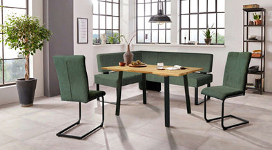 Set 2 scaune Oliver din pluș reiat verde inchis cu cadru metalic - LunaHome.ro