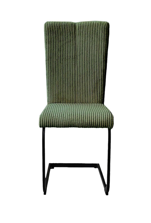 Set 2 scaune Oliver din pluș reiat verde inchis cu cadru metalic - LunaHome.ro