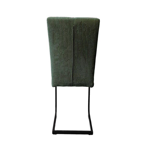 Set 2 scaune Oliver din pluș reiat verde inchis cu cadru metalic - LunaHome.ro