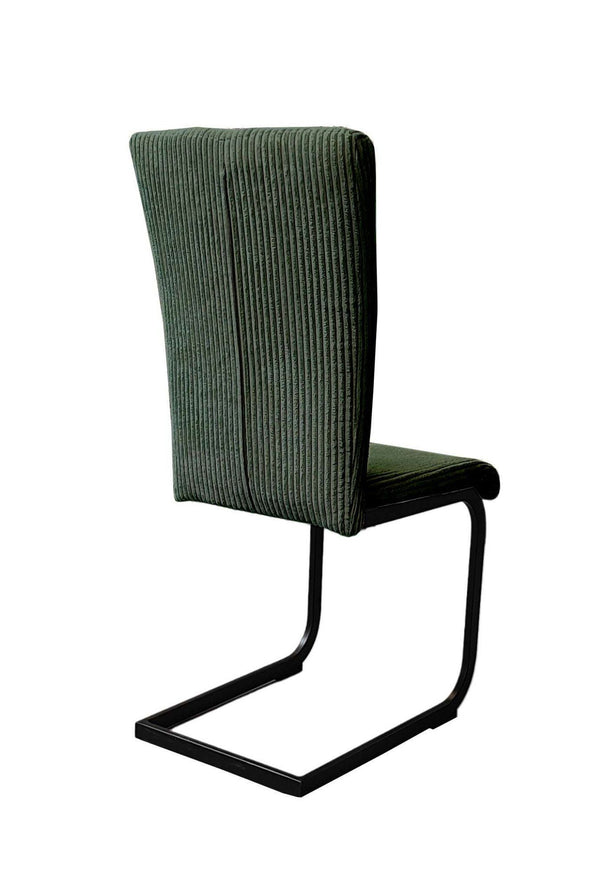 Set 2 scaune Oliver din pluș reiat verde inchis cu cadru metalic - LunaHome.ro