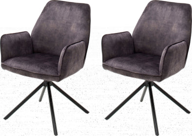 Set 2 scaune Ottawa cu aspect vintage gri antracit