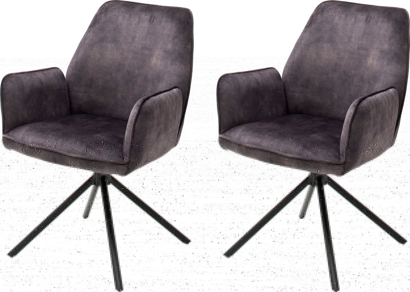 Set 2 scaune Ottawa cu aspect vintage gri antracit - LunaHome.ro