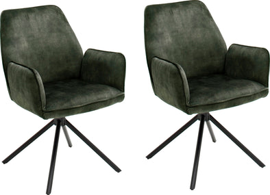 Set 2 scaune Ottawa cu aspect vintage verde masliniu - LunaHome.ro