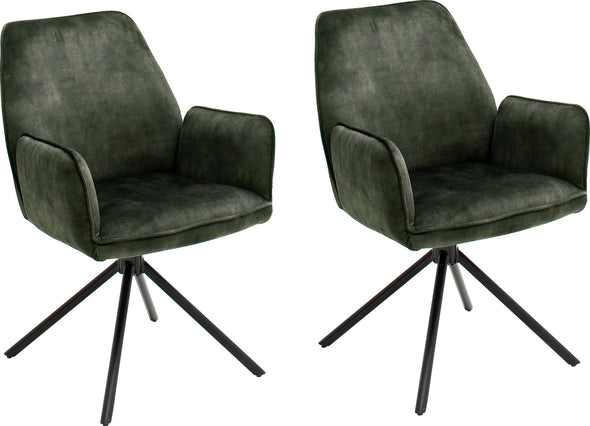 Set 2 scaune Ottawa cu aspect vintage verde masliniu - LunaHome.ro