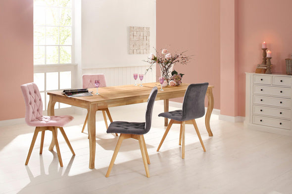 Set 2 scaune Rania din catifea gri cu picioare stejar natur - LunaHome.ro