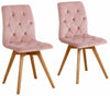 Set 2 scaune Rania din catifea roz cu picioare stejar natur - LunaHome.ro