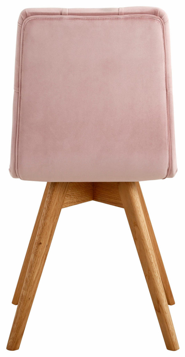 Set 2 scaune Rania din catifea roz cu picioare stejar natur - LunaHome.ro