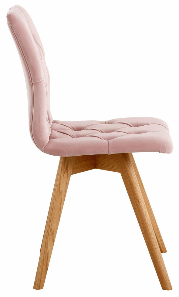 Set 2 scaune Rania din catifea roz cu picioare stejar natur - LunaHome.ro