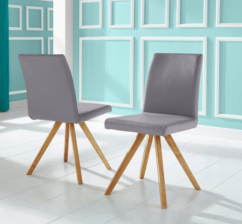 Set 2 scaune Rio Shell din piele eco gri cu picioare din lemn - LunaHome.ro