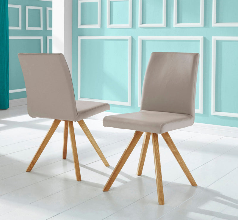 Set 2 scaune Rio Shell din piele eco taupe cu picioare din lemn - LunaHome.ro