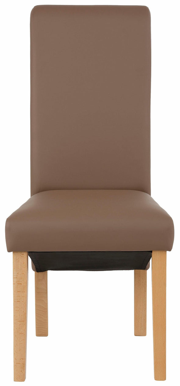Set 2 scaune Rito din piele ecologica taupe, picioare din lemn de fag - LunaHome.ro
