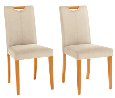 Set 2 scaune Stuhlparade din microfibra crem cu picioare din lemn - LunaHome.ro