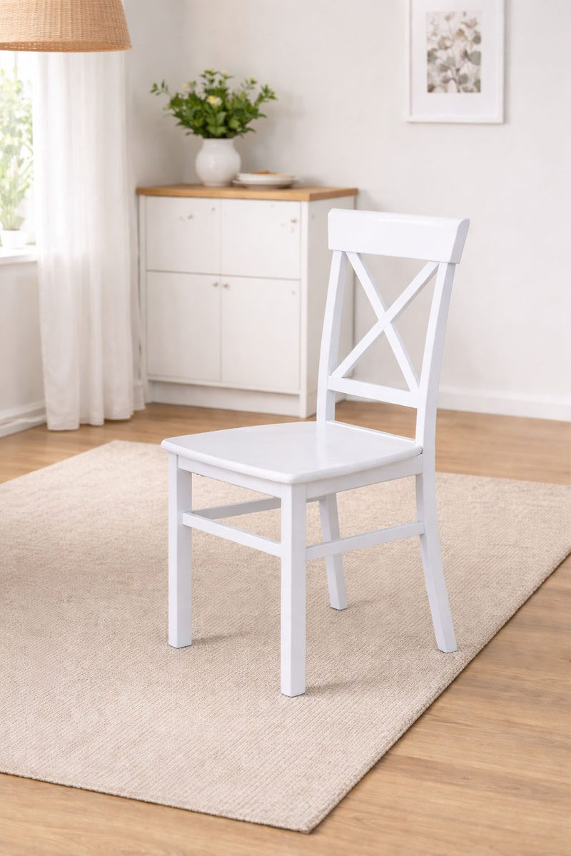 Set 2 scaune Tatra albe din lemn de fag stil rustic scandinav