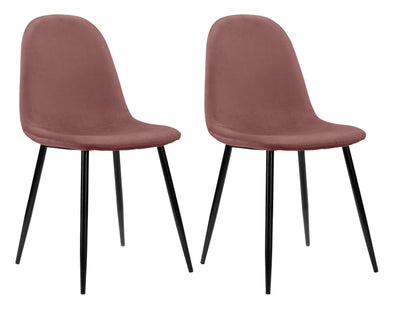 Set 2 scaune »Eadwine« din catifea roz antic, cu picioare din metal
