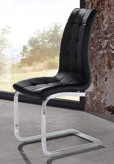 Set 2 scaune »Lola« din piele eco neagră si cadru metalic cromat - LunaHome.ro