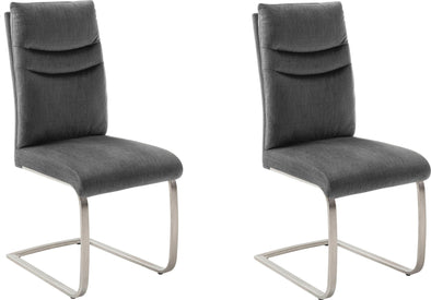 Set 2 scaune cantilever Gibara gri antracit cu cadru metalic - LunaHome.ro