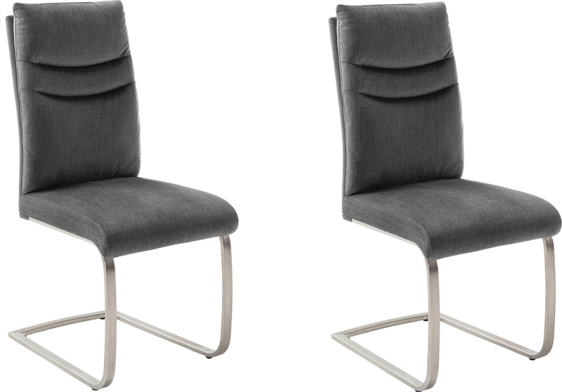 Set 2 scaune cantilever Gibara gri antracit cu cadru metalic - LunaHome.ro