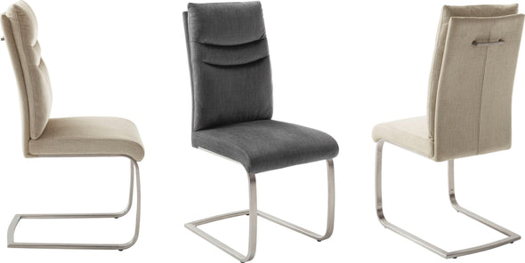 Set 2 scaune cantilever Gibara gri antracit cu cadru metalic - LunaHome.ro