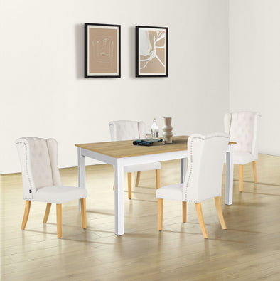 Set 2 scaune crem Liao cu design elegant, picioare din lemn de mesteacan - LunaHome.ro