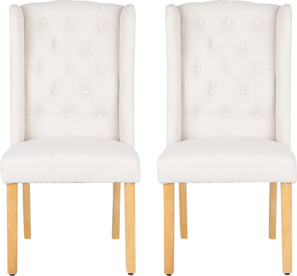 Set 2 scaune crem Liao cu design elegant, picioare din lemn de mesteacan - LunaHome.ro