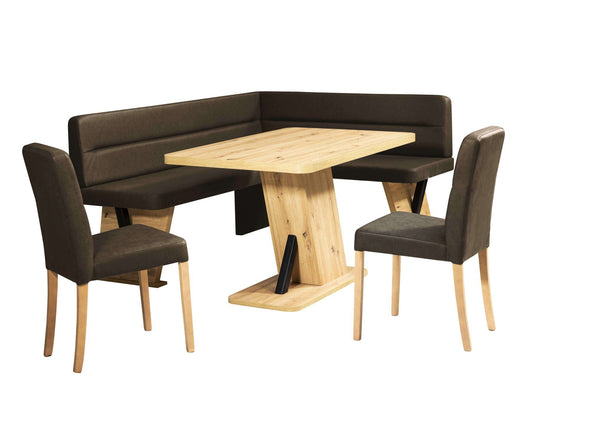 Set 2 scaune de masa Laros din piele eco maro inchis - LunaHome.ro