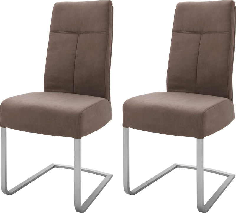 Set 2 scaune maro Talena cu cadru metalic si aspect de piele - LunaHome.ro