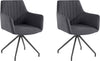 Set 2 scaune rotative Darcy cu tapiterie antracit si picioare negre - LunaHome.ro