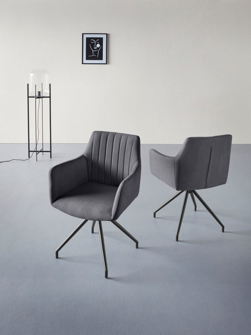 Set 2 scaune rotative Darcy cu tapiterie antracit si picioare negre - LunaHome.ro