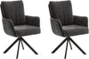 Set 2 scaune rotative Malia cu tapiterie antracit si baza metalica - LunaHome.ro