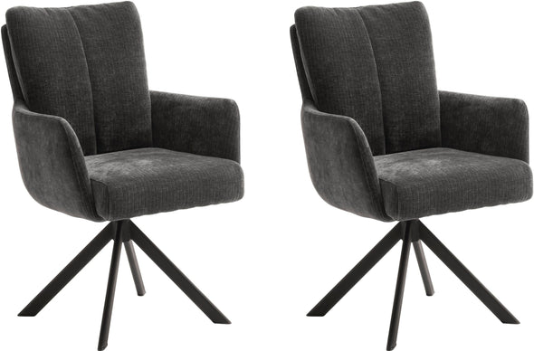 Set 2 scaune rotative Malia cu tapiterie antracit si baza metalica - LunaHome.ro