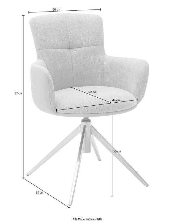 Set 2 scaune rotative Mecana gri tapitate, cu picioare metalice - LunaHome.ro