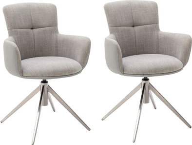 Set 2 scaune rotative Mecana gri tapitate, cu picioare metalice - LunaHome.ro