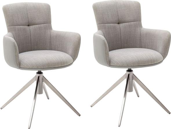 Set 2 scaune rotative Mecana gri tapitate, cu picioare metalice - LunaHome.ro