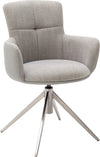 Set 2 scaune rotative Mecana gri tapitate, cu picioare metalice - LunaHome.ro