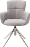 Set 2 scaune rotative Mecana gri tapitate, cu picioare metalice - LunaHome.ro