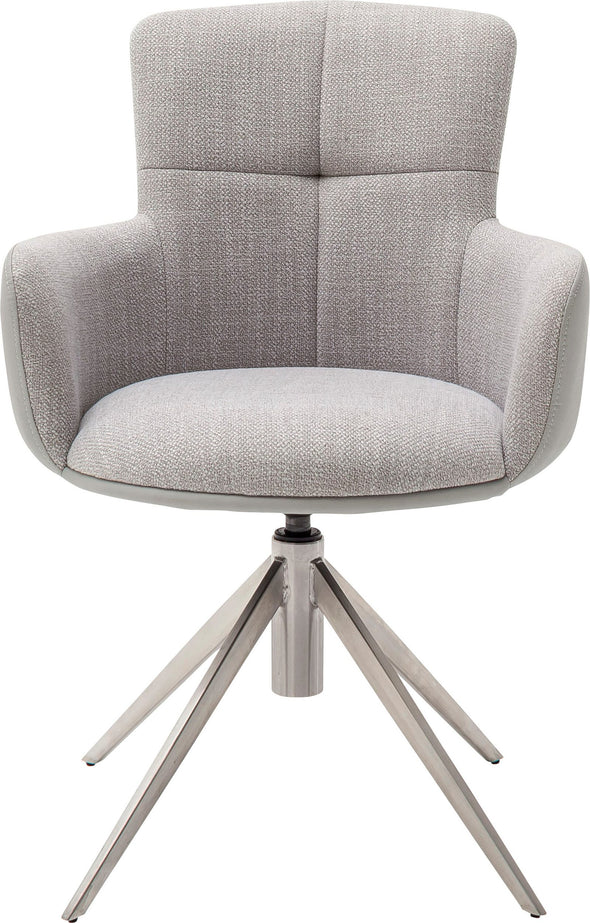 Set 2 scaune rotative Mecana gri tapitate, cu picioare metalice - LunaHome.ro