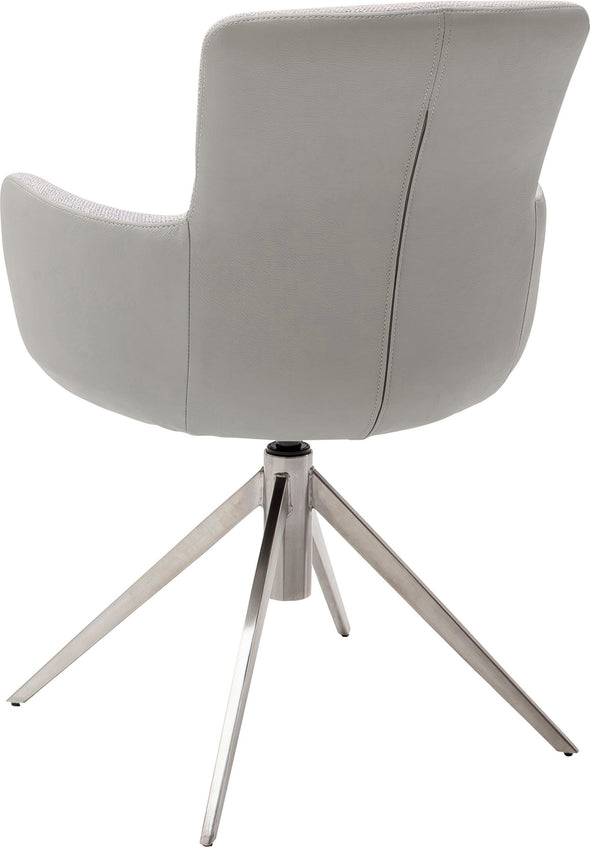 Set 2 scaune rotative Mecana gri tapitate, cu picioare metalice - LunaHome.ro