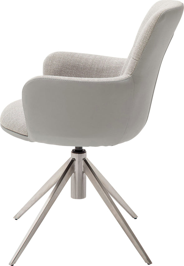 Set 2 scaune rotative Mecana gri tapitate, cu picioare metalice - LunaHome.ro