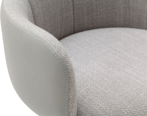 Set 2 scaune rotative Mecana gri tapitate, cu picioare metalice - LunaHome.ro