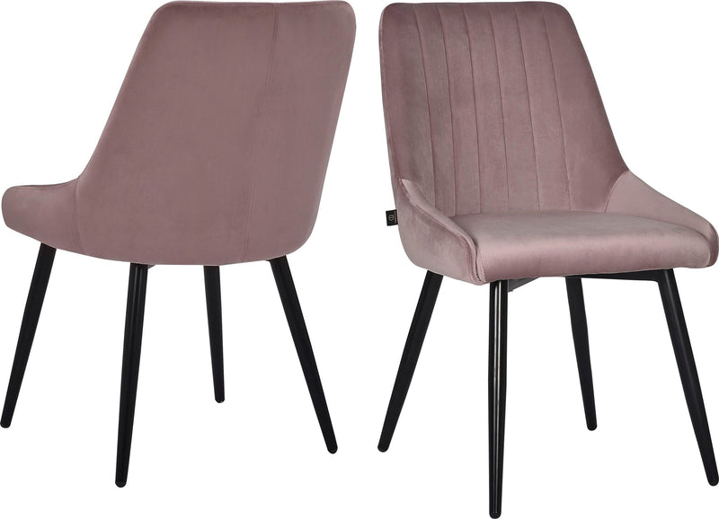 Set 2 scaune tapitate Leonique Bondy din catifea roz - LunaHome.ro