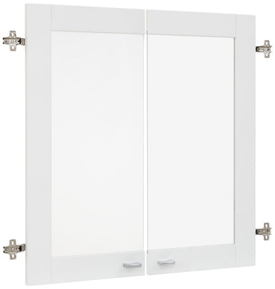 Set 2 uși Dana albe cu inserție de sticlă și mâner 74x34 cm - LunaHome.ro