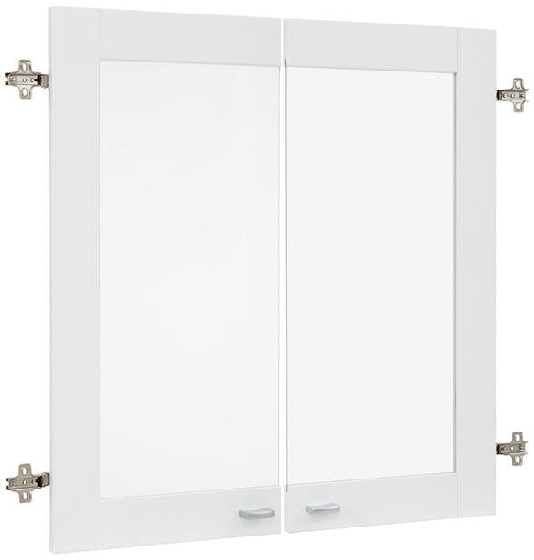 Set 2 uși Dana albe cu inserție de sticlă și mâner 74x34 cm - LunaHome.ro