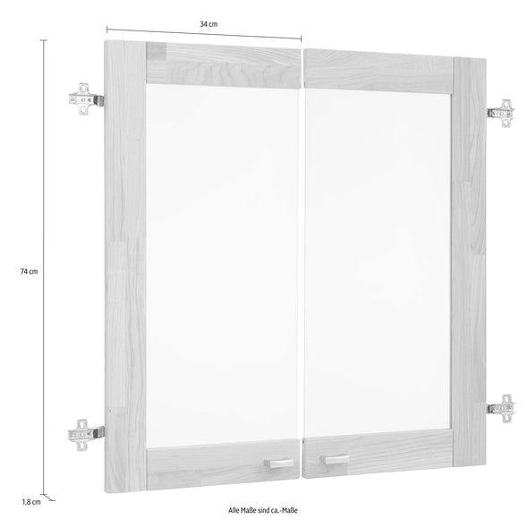 Set 2 uși Dana albe cu inserție de sticlă și mâner 74x34 cm - LunaHome.ro