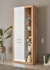 Set 2 vitrine moderne Brixen alb cu stejar, 80 cm fiecare - LunaHome.ro
